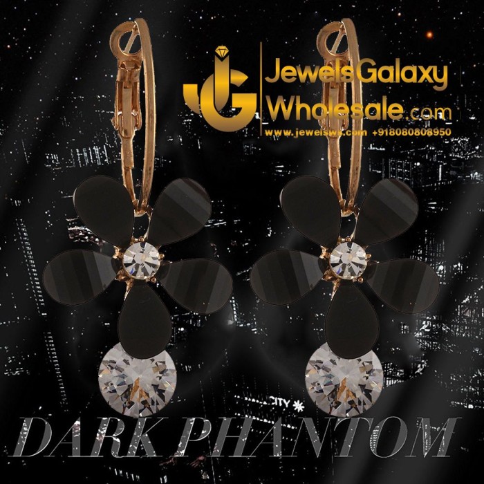 American Diamond Floral Drop Earrings 1027